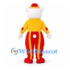 Clown Mascot Costume with White Face and Red Striped Pants