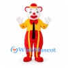 Clown Mascot Costume with White Face and Red Striped Pants