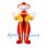 Clown Mascot Costume with White Face and Red Striped Pants