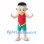 Boy Mascot Costume with Red Sleeveless Shirt and Blue Shorts