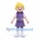 Girl Mascot Costume with Blond Hair and Purple Hooded Dress