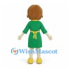 Woman Mascot Costume with Green Dress and Yellow Polka Dot Apron