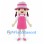 Girl Mascot Costume with Pink Overalls Dress and Striped Hat