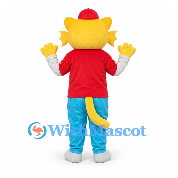 Cat Mascot Costume with Red Shirt and Light Blue Pants