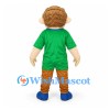 Boy Mascot Costume with Green Shirt and Brown Pants