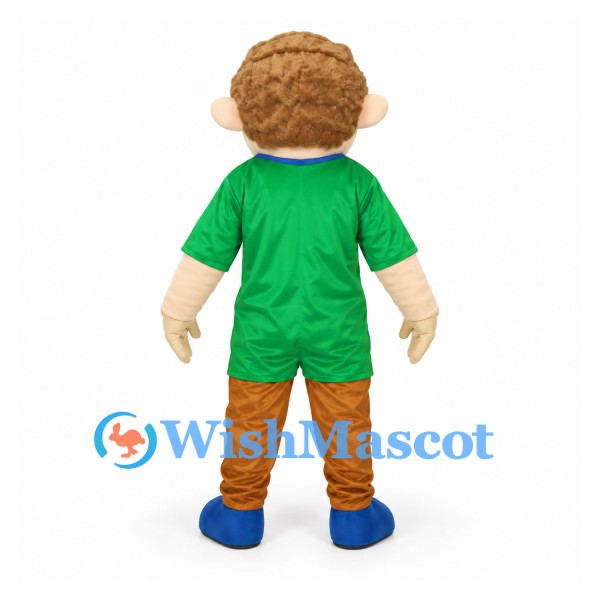 Boy Mascot Costume with Green Shirt and Brown Pants