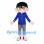 Boy Mascot Costume with Round Glasses and Blue Buttoned Shirt