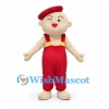 Boy Mascot Costume with Red Overalls and Beret
