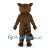 Raccoon Mascot Costume in Brown with White Belly and Striped Tail
