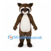 Raccoon Mascot Costume in Brown with White Belly and Striped Tail