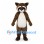 Raccoon Mascot Costume in Brown with White Belly and Striped Tail