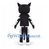Cat Mascot Costume in Black with White Striped Suit