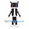 Cat Mascot Costume in Black with White Striped Suit