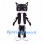 Cat Mascot Costume in Black with White Striped Suit