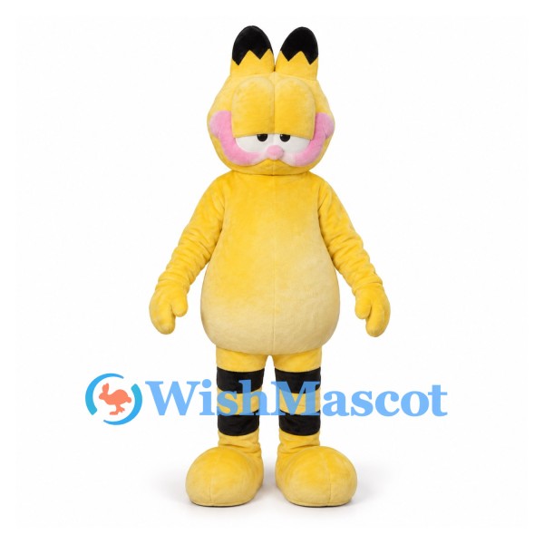Cat Mascot Costume in Yellow with Black Striped Legs
