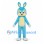 Rabbit Mascot Costume in Turquoise with Cream Belly