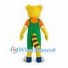 Raccoon Mascot Costume in Yellow with Green Overalls