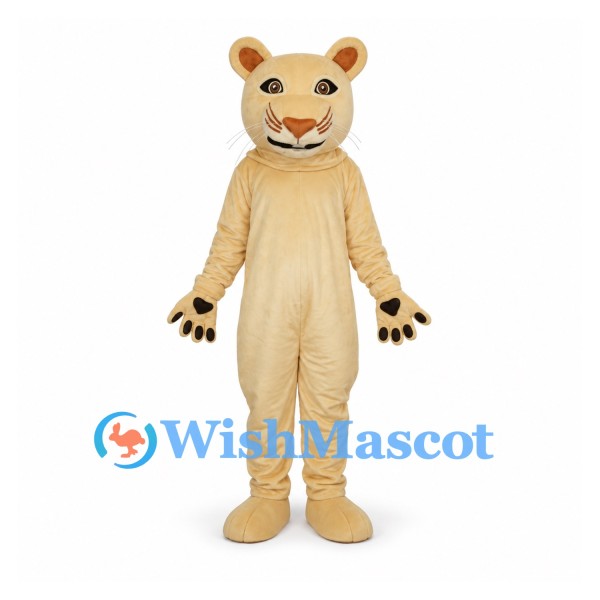 Bear Mascot Costume in Beige with Rounded Ears