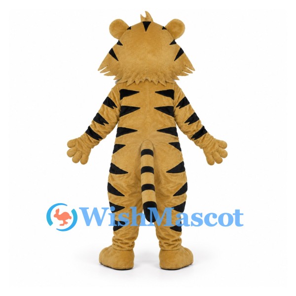 Tiger Mascot Costume in Tan with Black Stripes and White Belly