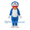 Robot Cat Mascot Costume in Blue with White Belly and Red Collar
