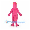 Dragon Mascot Costume in Pink with Yellow Belly and Horns
