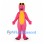 Dragon Mascot Costume in Pink with Yellow Belly and Horns