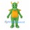 Dragon Mascot Costume in Green with Yellow Wings and Curved Horns