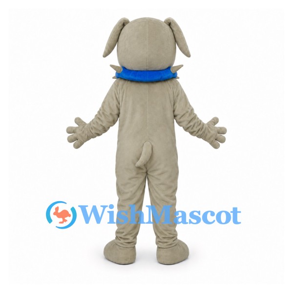 Dog Mascot Costume in Gray with Blue Spiked Collar