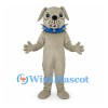 Dog Mascot Costume in Gray with Blue Spiked Collar