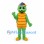 Turtle Mascot Costume in Green with Striped Belly and Colorful Cap