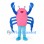 Crab Mascot Costume in Pink with Blue Claws and Legs