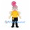 Fairy Mascot Costume with Pink Swirl Hair and Yellow Shirt