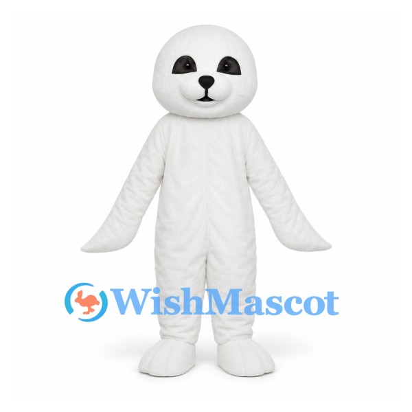 Seal Mascot Costume in White with Flipper Arms