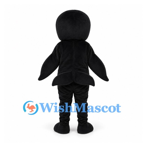 Whale Mascot Costume in Black and White with Rounded Head