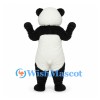 Panda Mascot Costume in Black and White with Textured Belly