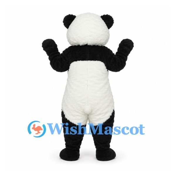 Panda Mascot Costume in Black and White with Textured Belly