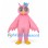 Owl Mascot Costume in Pink with Gray Eye Rings