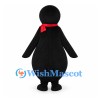 Penguin Mascot Costume with Rounded Belly and Red Scarf