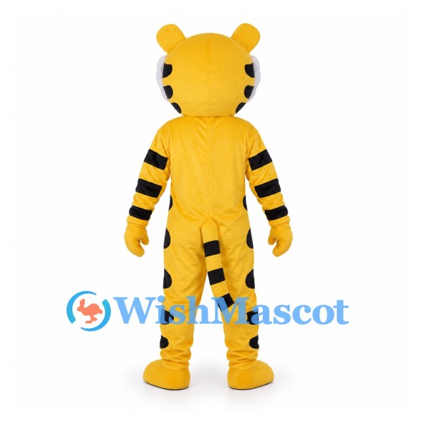 Tiger Mascot Costume in Yellow with White Belly and Black Stripes