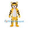 Tiger Mascot Costume in Yellow with White Belly and Black Stripes