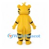 Tiger Mascot Costume in Yellow with Rounded Striped Belly