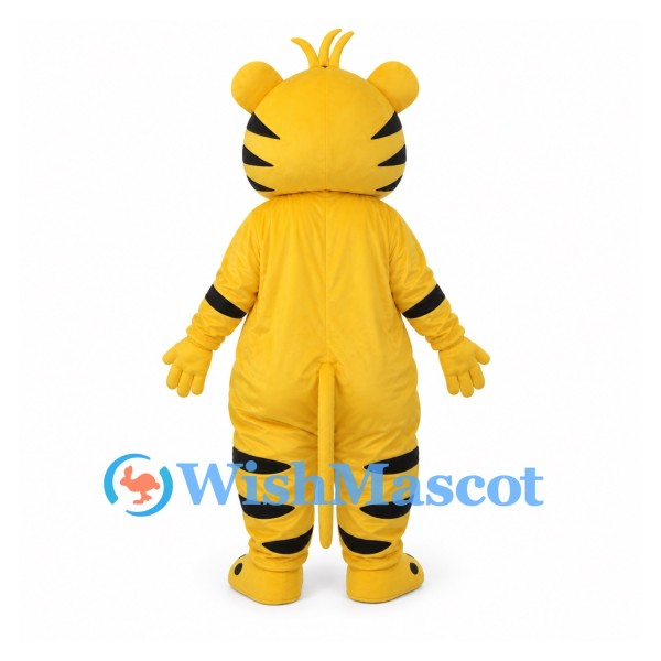 Tiger Mascot Costume in Yellow with Rounded Striped Belly