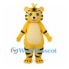 Tiger Mascot Costume in Yellow with Rounded Striped Belly