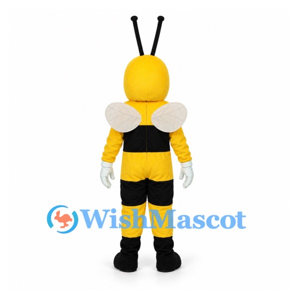 Bee Mascot Costume with Yellow and Black Body and Tall Antennae