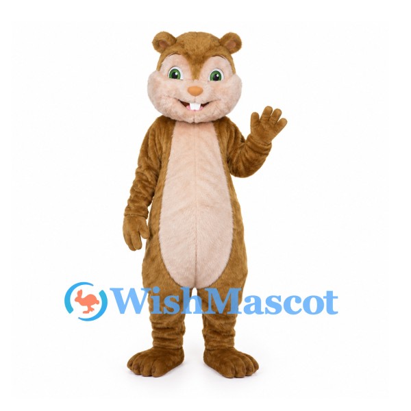 Squirrel Mascot Costume in Brown with Large Curled Tail
