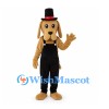 Dog Mascot Costume with Black Overalls and Top Hat