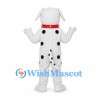Dalmatian Dog Mascot Costume with Round Black Spots and Red Collar
