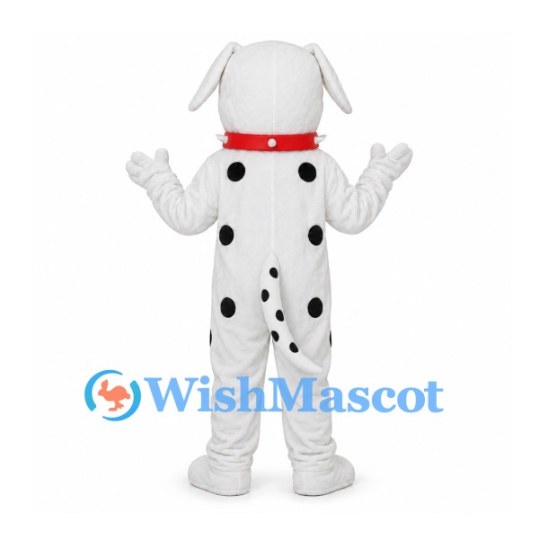 Dalmatian Dog Mascot Costume with Round Black Spots and Red Collar