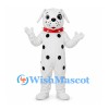 Dalmatian Dog Mascot Costume with Round Black Spots and Red Collar