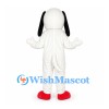 Dog Mascot Costume in White with Black Belly and Red Feet